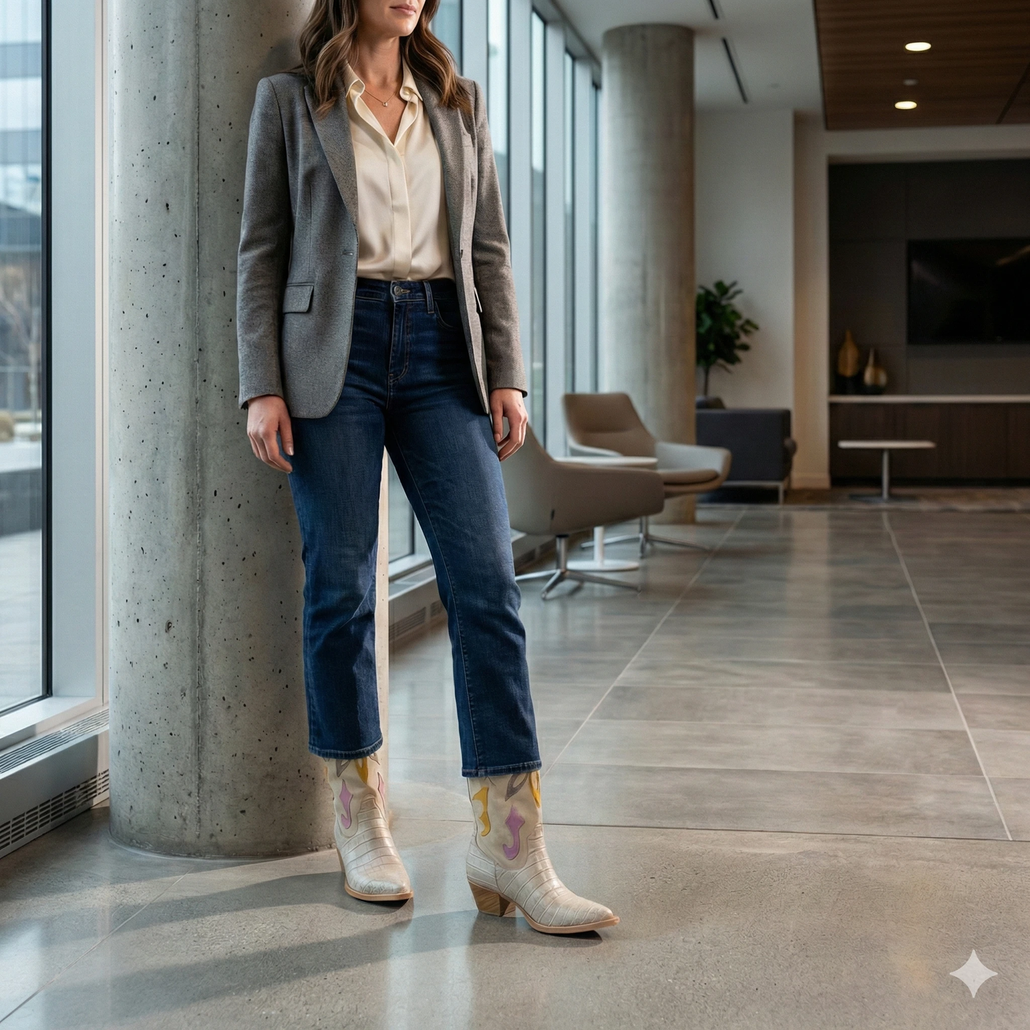 Handcrafted Croco-Embossed Western Boots with Colorful Suede Applique